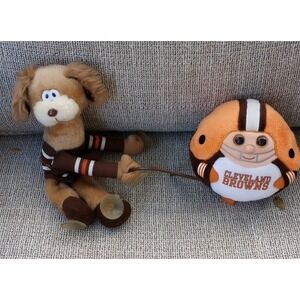 Vintage Cleveland Browns Plush‎ Lot Of 2 Dog Suction Cup Dawg Puffkin Player